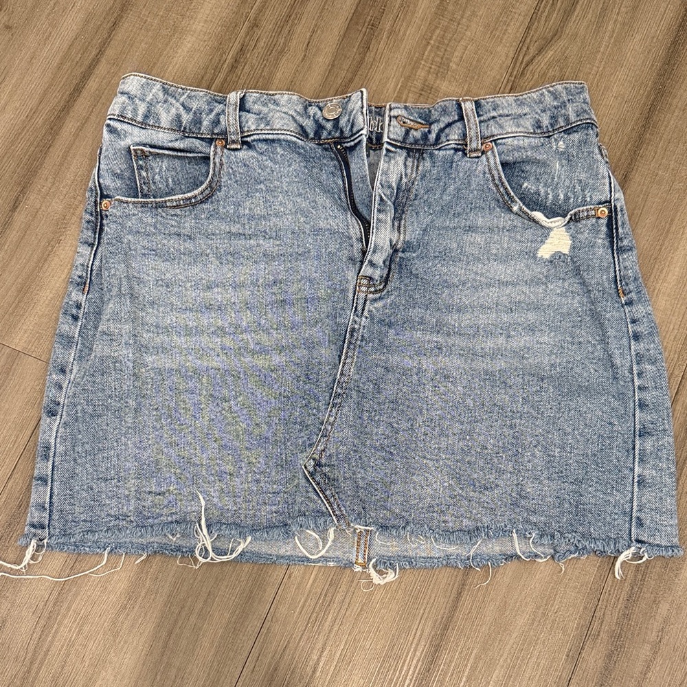 Wild Fable Distressed Blue Mini Skirt